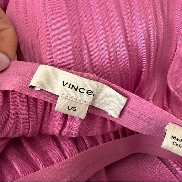 VINCE Rose Pink Pleated Column Skirt Lightweight Resort Wear Boho Chic Large - Picture 10 of 14